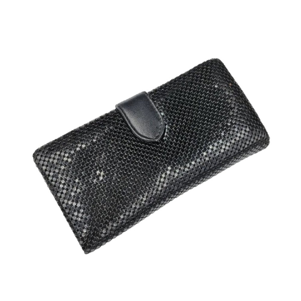 Vintage Whiting and Davis Black Mesh Wallet Snap Closure Excellent Condition